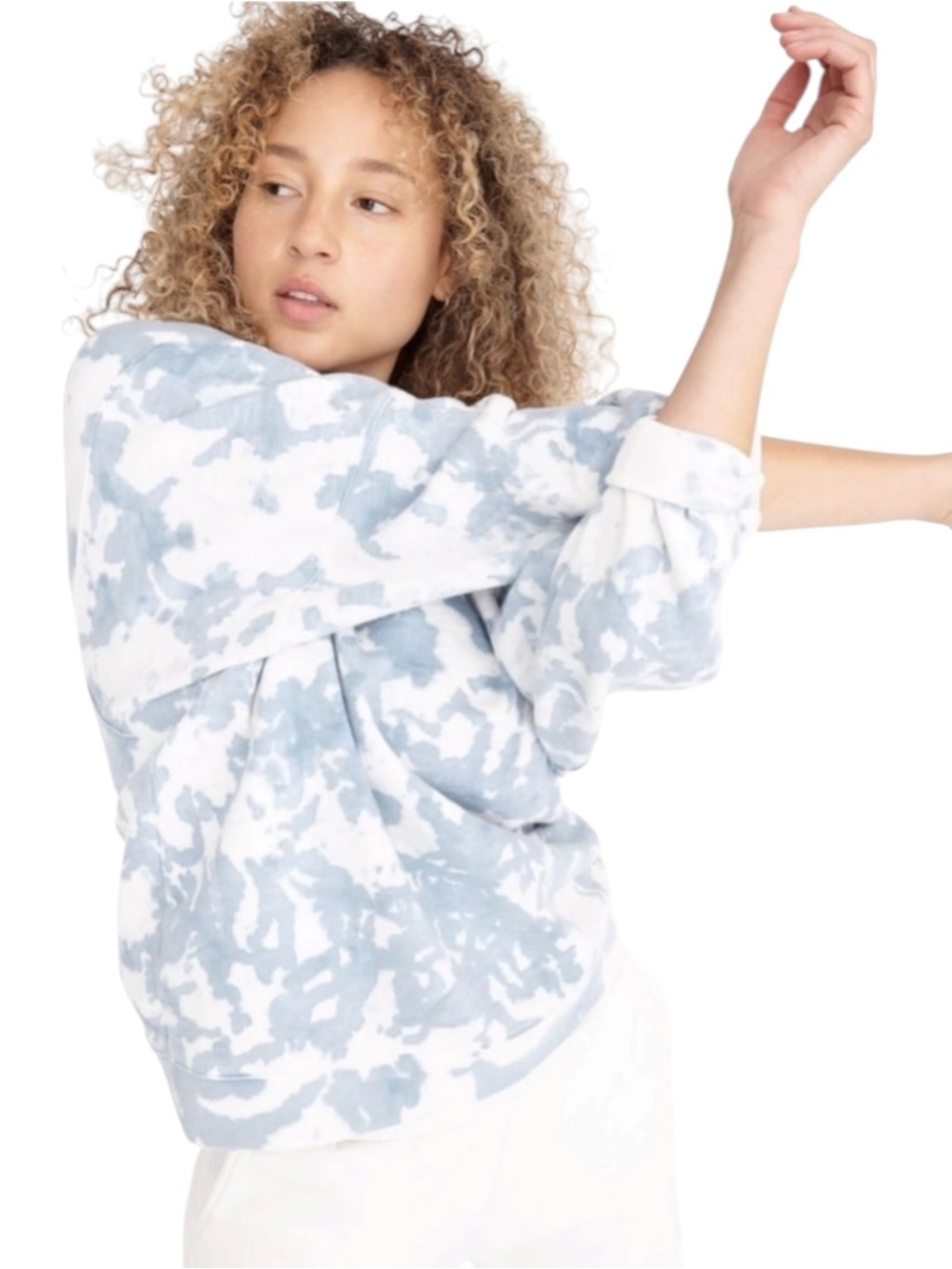 Madewell MWL Tie Dye Raglan Sweatshirt Women’s Large Blue White Cotton Relax Fit